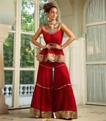 Dilruba Crimson Bejewelled Gotapatti Tunic Set