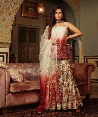Dilruba Ivored Ombre Kurta Sharara Set 1
