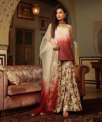 Dilruba Ivored Ombre Kurta Sharara Set 2