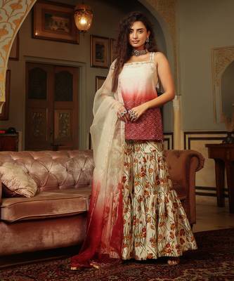 Dilruba Ivored Ombre Kurta Sharara Set 3