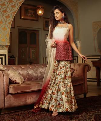 Dilruba Ivored Ombre Kurta Sharara Set 4