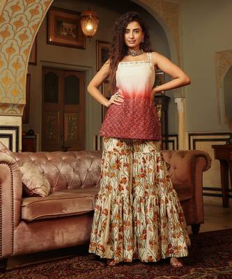 Dilruba Ivored Ombre Kurta Sharara Set 6