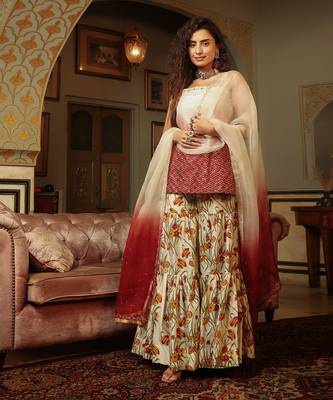 Dilruba Ivored Ombre Kurta Sharara Set 7