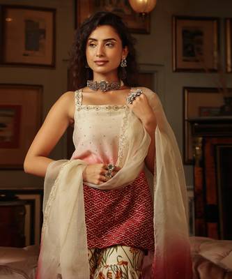 Dilruba Ivored Ombre Kurta Sharara Set 9