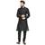 Black plain brocade silk kurta with churidar pajama by treemoda