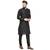 Black plain brocade silk kurta with churidar pajama by treemoda