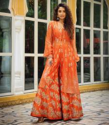Dilruba Narangi Gota Patti Sharara, Top,Jacket & Dupatta Set