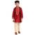 Red printed pure brocade silk boys-kurta-pyjama by Treemoda
