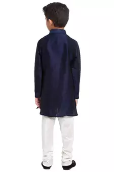 Blue printed pure brocade silk boys-kurta-pyjama by Treemoda