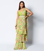 Lime Green Love Bird Darling Skirt Saree & Signature Blouse