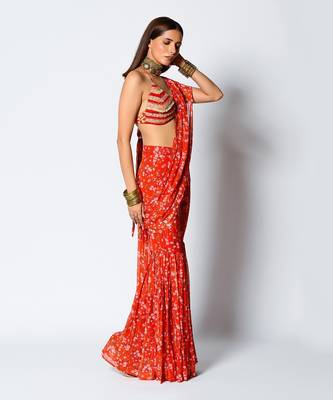 Red Paprika Date Saree 2