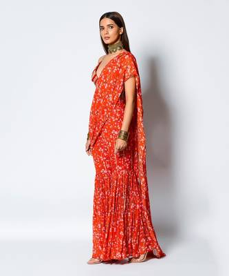 Red Paprika Date Saree 3