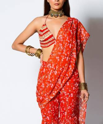 Red Paprika Date Saree 4