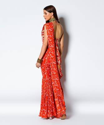 Red Paprika Date Saree 5