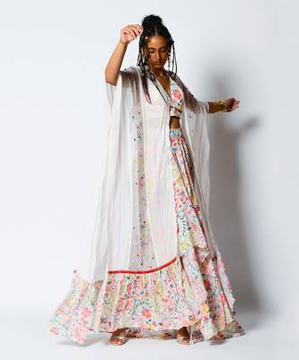 Ivory Frost Drape Boho Lehenga Set 2