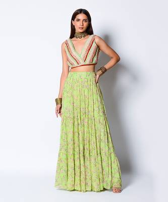Lime Green Lea Love Lehenga Set 1