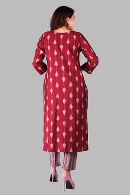 Red Colour Muslin Embroidered With Mill Printed Designer Suits 2