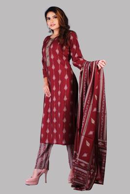 Red Colour Muslin Embroidered With Mill Printed Designer Suits 4