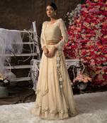 ivory champagne embroidered lehenga Set