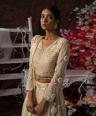 ivory champagne embroidered lehenga Set 4