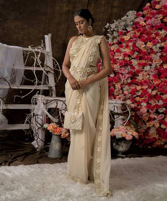 5 piece hand embroidered saree set 2