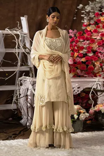 4 piece double layer sharara set