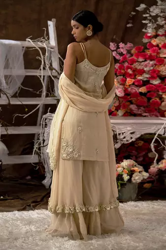 4 piece double layer sharara set