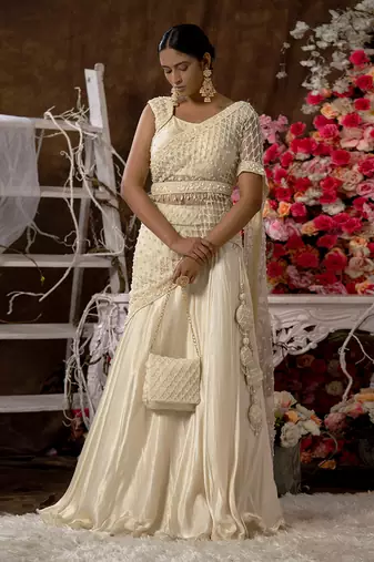 Ivory Embroidered Lehenga Set
