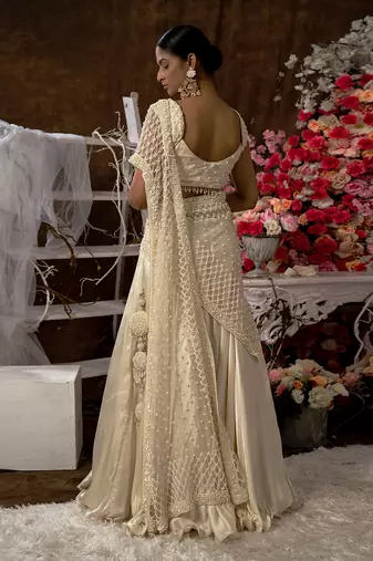 Ivory Embroidered Lehenga Set
