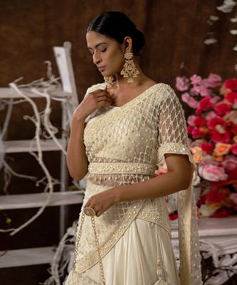 Ivory Embroidered Lehenga Set 4