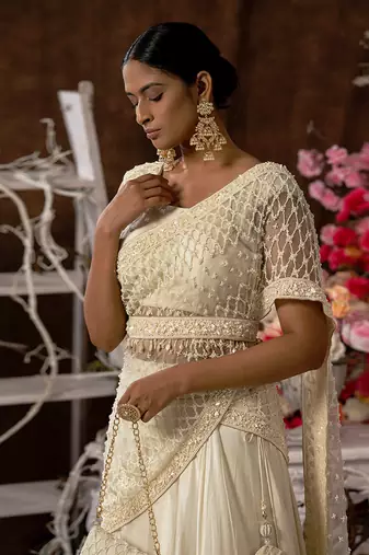 Ivory Embroidered Lehenga Set