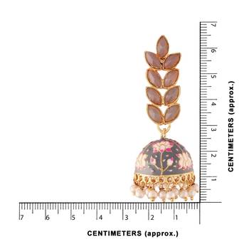 Traditional Meena Work Leaf Shaped Jhumki Earring For Women  4