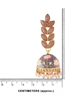 Traditional Meena Work Leaf Shaped Jhumki Earring For Women 