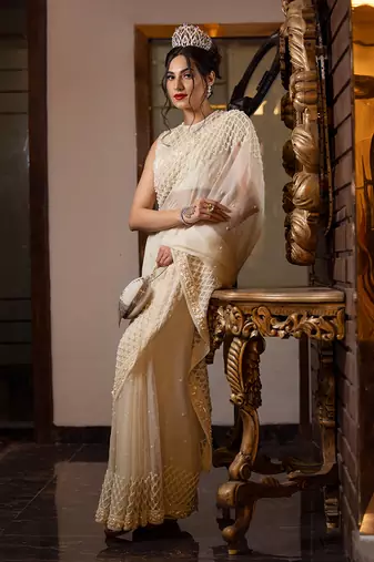 Ivory Saree Set