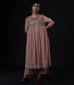 Lotus Kurta Set ( ( Dupatta + Pants )Hand Embroidered