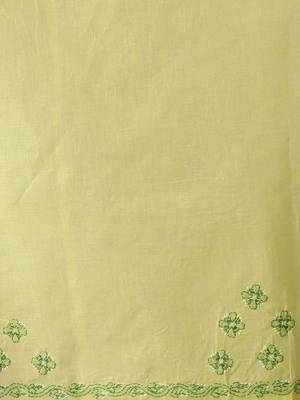Green embroidered cotton saree with blouse 4