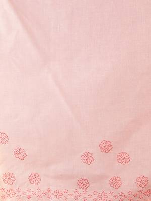 Peach embroidered cotton saree with blouse 4