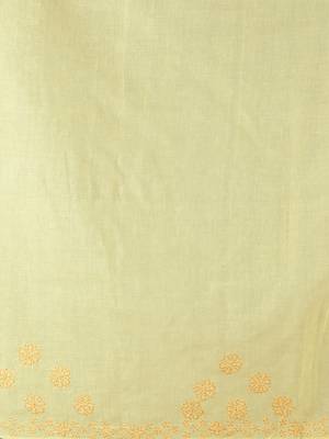 Yellow embroidered cotton saree with blouse 4