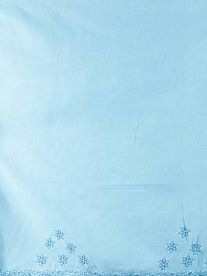 Blue embroidered cotton saree with blouse 4