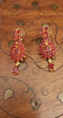 Red Brass American Diamond Color Stone Necklace 4