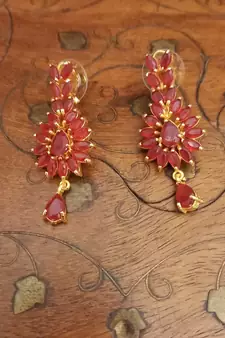 Red Brass American Diamond Color Stone Necklace
