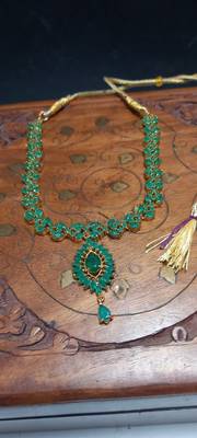 Green Indian Jewellery Copper Gold Plated Necklace Set for Women 3