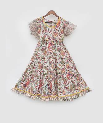 Off white Floral Print Dress 1