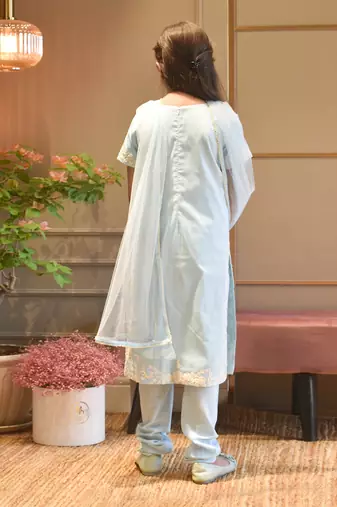 Blue Silk Kurti Chudidar and Dupatta
