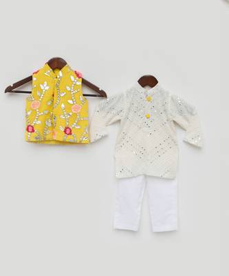 Gotta Embroidery Jacket and White Mirror Kurta Pant 2