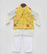 Gotta Embroidery Jacket and White Mirror Kurta Pant