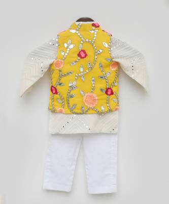 Gotta Embroidery Jacket and White Mirror Kurta Pant 3
