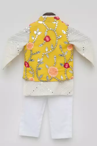 Gotta Embroidery Jacket and White Mirror Kurta Pant