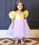 Yellow and Lilac Net Frock