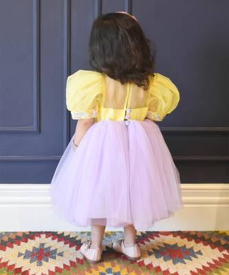 Yellow and Lilac Net Frock 2